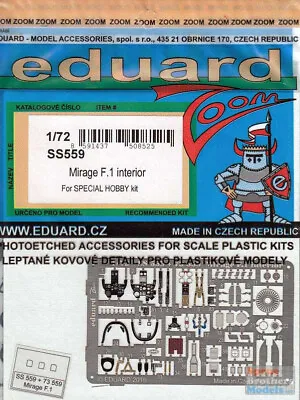 EDUSS559 1:72 Eduard Color Zoom PE -  Mirage F.1 Interior (SPH Kit) • $19.84