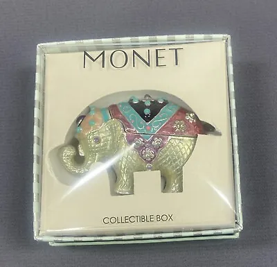 MONET Jeweled Enamel Elephant Collectible Keepsake Trinket Box • $17.50