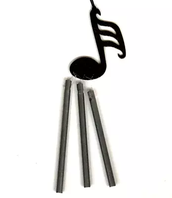 Miniature Musical Note With Chimes Ornament Hanging Metal Black Gold Speckle • $11.99