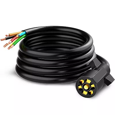 MICTUNING Heavy Duty 7 Way Plug Inline Trailer Cord Double Prongs Connector 8FT • $32.99