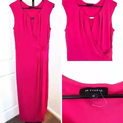 AA Studio Women's Faux Wrap Jersey Dress Fuchsia / Hot Pink Size 12 • $26