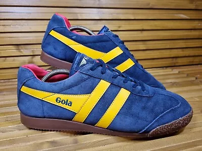 Retro GOLA Harrier Suede Trainer Navy/Yellow/ Red Men's Uk 8 Classic 90's  • £46.50