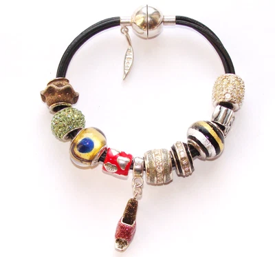 £24 • Buy 925 Silver Amore & Baci Triple Leather Bracelet + 10 Beaverbrooks & Amore Charms