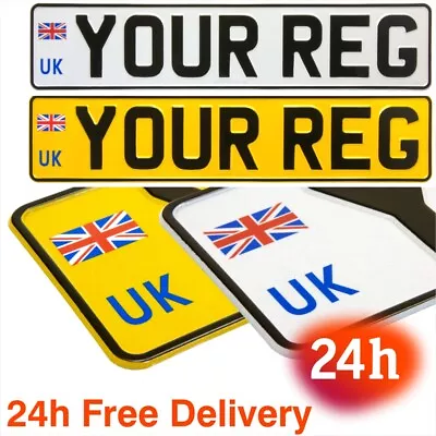 24h Delivery 2x UK Union Jack Badge Pressed Number Plates Metal Car Road Legal • £22.75