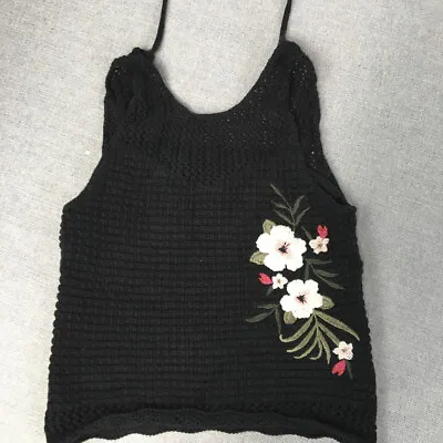 Hollister Womens Knit Tank Top Size M Black Sleeveless Shirt • $13.98