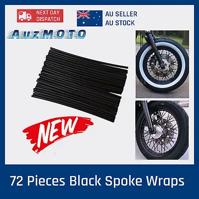 72Pcs/Set Black Wheel Spoke Skin Cover Wrap Kit Motorcycle Motocross Dirt Bike • $9.86