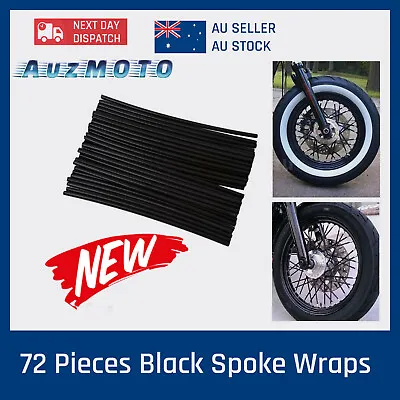 Black 72pcs  Wheel Spoke Skin Cover Wrap Kit 4 Motorcycle Motocross Dirt Bike • $9.86