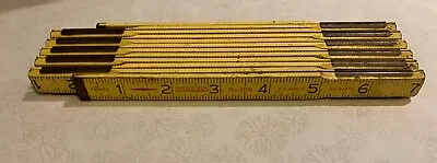 Vintage Stanley No. 106 Folding Ruler Zig Zag 72  Yellow W/ Green End USA • $2.95