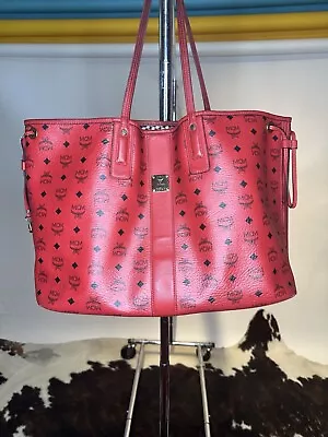Authentic MCM Large Reversible Liz Shopper Tote Bag In Red • $350
