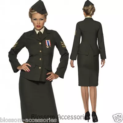 CL199 Womens Wartime Officer Army Military Uniform Fancy Dress Costume Outfit • £32.01