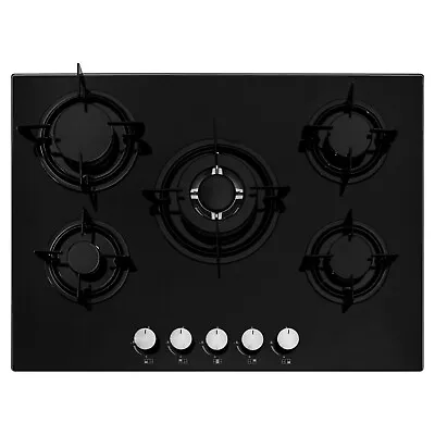 £149.99 • Buy Cookology GGH700BK 70cm Gas-on-Glass Hob In Black With Enamel Pan Supports