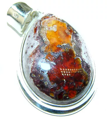 Incredible Quality Natural  Mexican Fire Opal .925 Sterling Silver Handmade Pend • $126.15
