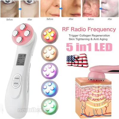 Facial Mesotherapy RF 5 LED Photon Face Lifting Tighten Wrinkle Removal Massager • $18.28