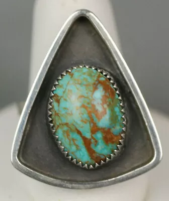 Turquoise Ring Sz 8 Sterling Kingman Mine Arizona Blue Shadowbox Vintage NEW Big • $100