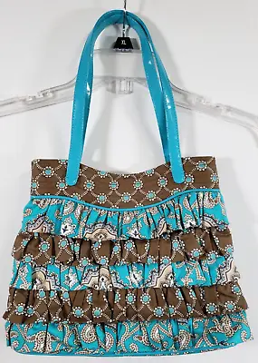 Vera Bradley Cha Cha 2010 RETIRED Totally Turquoise Ruffled Handbag Purse • $24.99