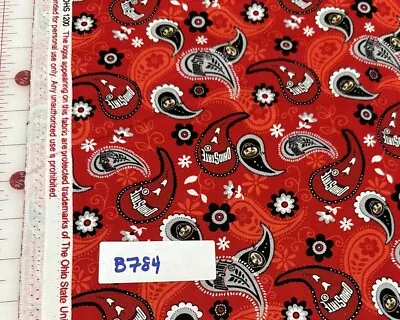 Ohio State Buckeyes Red Paisley Cotton Quilt Fabric Half Yard • $4.98