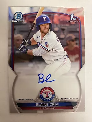 2023 Bowman Chrome Prospect Autographs Blaine Crim Rookie Auto Texas Rangers • $4