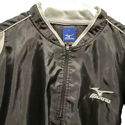 Mens XL Mizuno Black/Grey Baseball Batting Jacket Warm Up 1/4 Zip • $12.99