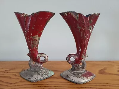 Pair Of Metal Koi Fish Bud Vases Made In Occupied Japan Art Deco Nouveau Style • $24.99