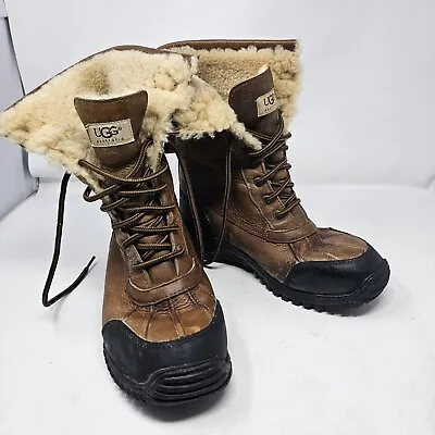 UGG 5469 Adirondack II Brown Leather Shearling Lined Winter Boots Waterproof 9 • $69.99