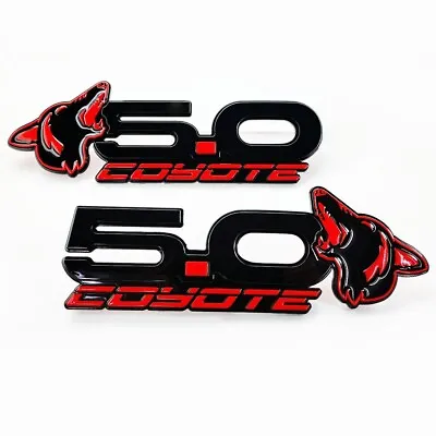 NEW RED Howling Coyote 5.0 Fender Emblems Fits 15-23 Mustang & Universal Fit • $59.99