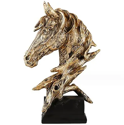 Horse Head Sculpture On Plinth Statue IN Bronze Table Decoration Figurine • £13.51