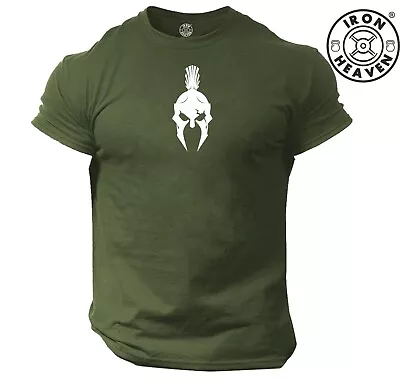 Spartan Warrior Helmet T Shirt Gym Clothing Bodybuilding Weight Training MMA Top • £10.99