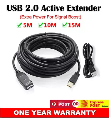 USB AM TO AF Extender Active Signal Booster Extension Cable /w 15M 10M 5M Wire • $29.95