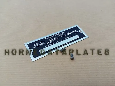 Ford Motor Company Id Tag Data Plate Serial Number Custom Hot Rod Rat Rod Hotrod • $24.95