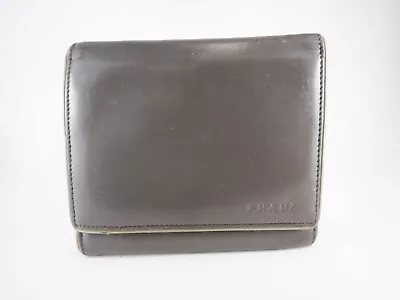 PRADA Leather Compact Wallet Trifold Gray • $39.99