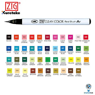 Zig Kuretake Clean Color Real Brush Pen | Calligraphy Hand Lettering | 90 Colour • £47.11