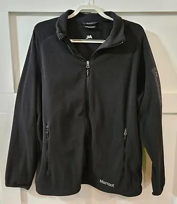 Marmot A&E Embroidered Full Zip Fleece Jacket Men’s XL Black Outdoor • $9.99
