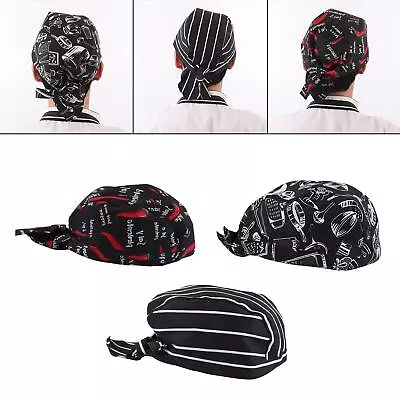 3x Chef Hat Adults Comfortable Bandana Head Scarf For Restaurant Worker • £7.28