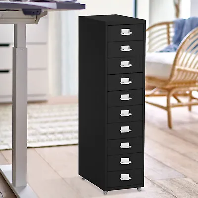 Black Metal Multi Drawers Filing Cabinet Chest Storage Organizer With 4 Wheels • £55.95