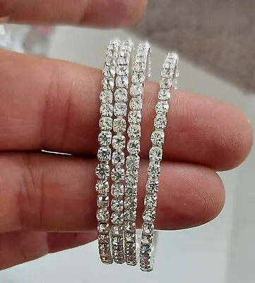 £5.99 • Buy Stunning Crystal Diamante Bangles Indian Bridal Fashion Jewellery 4 Pieces Set