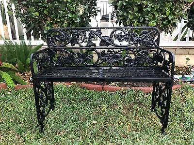 Antique 2 Seatear Heavy Cast Iron Bench With Grapes And Floral Design  • $850