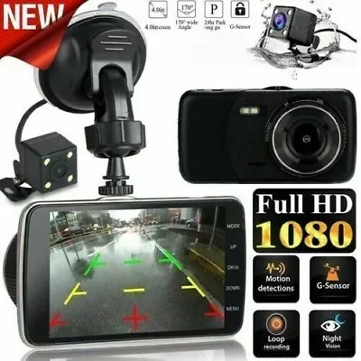 1080P HD  Car Dash Camera Recorder LCD Dual Lens DVR Front And Rear Reverse Cam • $48.99