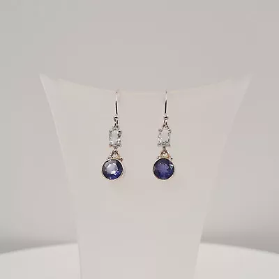 Aquamarine Iolite Earrings Semi Precious Handmade Gemstone Jewellery • £39.95