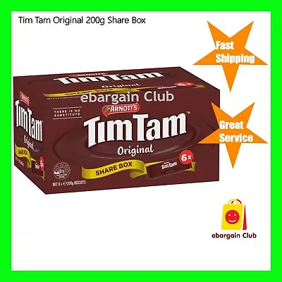Arnott's Tim Tam Original Chocolate Biscuit Share Box (6x 200g Biscuits) EBC • $39.99
