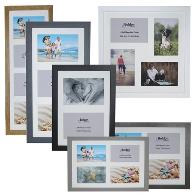 Multi Aperture Photo Picture WOOD Frames Holds 2 3 Or 4 Photos Various Sizes  • £10.95