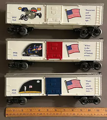 Lot Of 3 Vtg O Gauge Lionel Old Glory Reffer Series Train Cars 19516 19517 19518 • $31.98