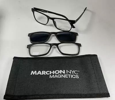 NEW MARCHON M-1501 002 Matte Black MAG-SET Eyeglasses 52mm With 2 Extra Clips • $79.95