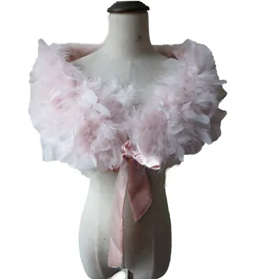 Real Ostrich Feather Fur Shrug Shawl Bride Wedding Party Accessories Cape Fluffy • $25.99