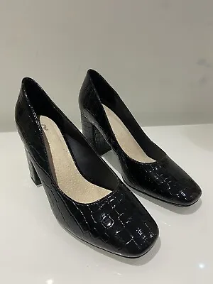 £4.97 • Buy La Redoute Mock Croc Black Court Shoes UK 5.5 EU 39 Faux Leather 