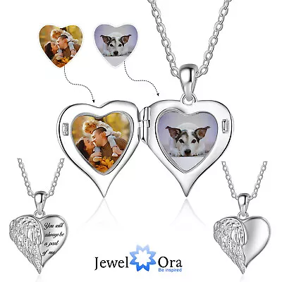 Custom Your 2 Photos Heart Locket Necklace Pendant Memorial Keepsake Women Mom • $19.91