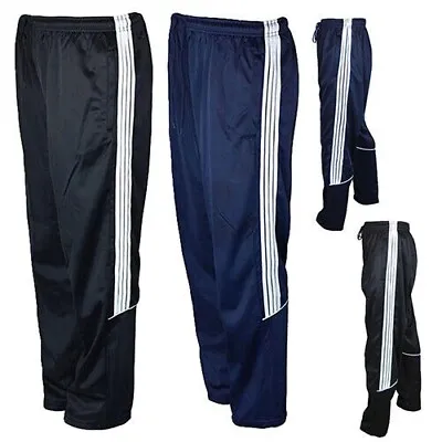 Mens Silky Jog Bottoms Stripy Joggers Lounge Gym Sports Tracksuit Pants Trousers • £9.99