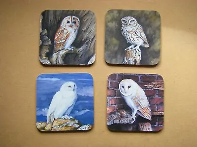 £5 • Buy Coffee Coasters Owls Wildlife Bird Themed Coffee Tea Coasters Picturing Owls X 4