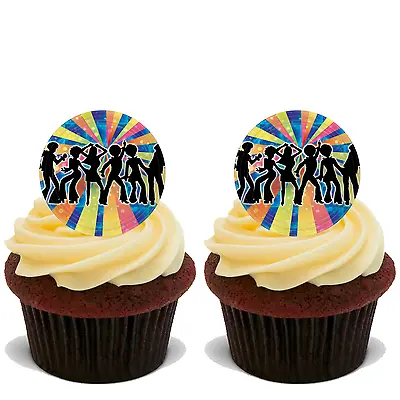 30x DISCO PREMIUM EDIBLE STAND UP RICE WAFER CAKE TOPPERS BIRTHDAY 70s FEVER D1 • £3.87