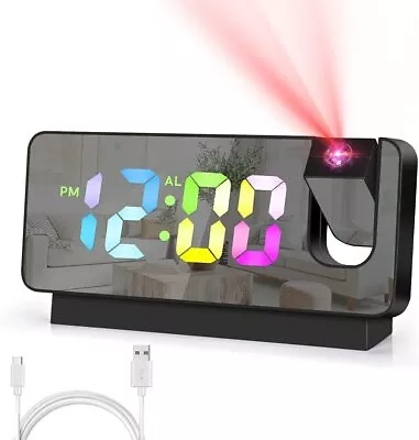 £10.59 • Buy Digital LED Projection Alarm Clock Temperature Snooze Dimmer Ceiling Projector
