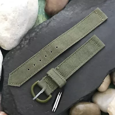 5/8  OD Green Poplin Canvas Military-Type Nos Unused 1940s Vintage Watch Band • $52.45